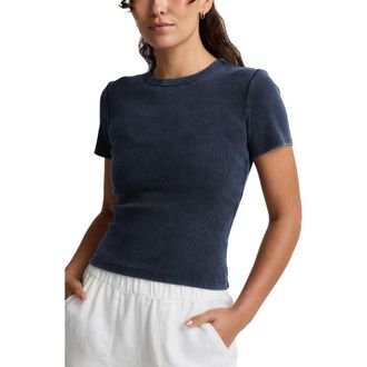 Beyond Yoga On Repeat Rib Baby T-Shirt in Washed Nocturnal Navy at Nordstrom, Size X-Large