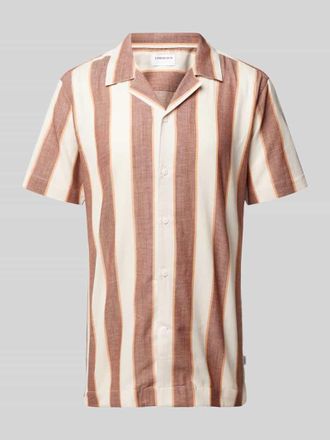 Lindbergh Lindbergh Relaxed Fit Freizeithemd aus Baumwoll-Leinen-Mix in Rostrot, Gr&ouml;&szlig;e M