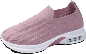Generic Womens Everyday Comfort Flat Sneakers Breathable Soft Sole Flexible Walking Shoes for Daily Wear and Outdoor Activities (6.5) Pink