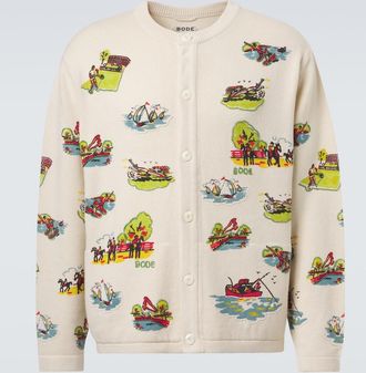 Bode Beaded Camp wool and cotton cardigan