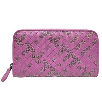 Bottega Veneta Pink Leather Long Wallet (Bi-Fold) (Pre-Owned)