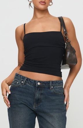 Princess Polly Race My Mind Ruched Camisole in Black at Nordstrom, Size 12