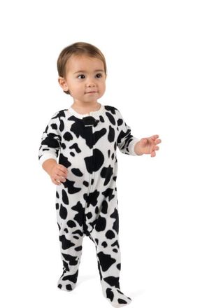 Leveret Footed Fleece Printed Matching Family Holiday Pajamas in Cow at Nordstrom, Size 12-18M