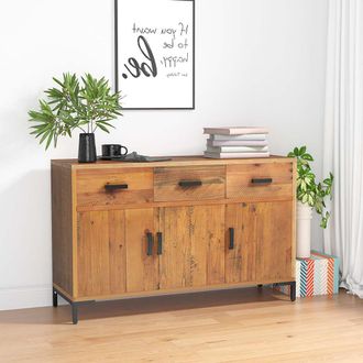 vidaXL Vidaxl - Aparador De Madera Maciza De Pino Marr&oacute;n 110x35x70 Cm