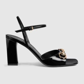 Gucci Womens Signora Sandal, Black, Leather