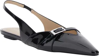 Stuart Weitzman Womens Ballet Shoes Georgie Slingback Black Leather Ballerina