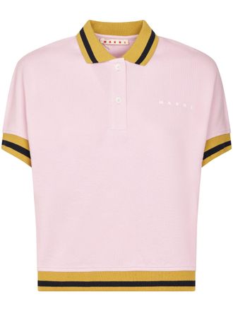 Marni Cropped Polo Shirt with Contrast Ribbing