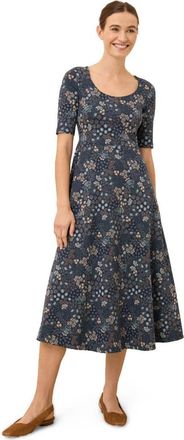 Pact Fit & Flare Signature Scoop Dress Made With Organic Cotton in Mountain Meadow Midnight Blue at Nordstrom, Size X-Small