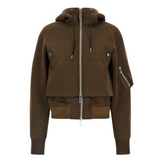 sacai Sponge Double-Layer Bomber Jacket - female - Sacai - Bomber Jackets - Brown - S - Jackets
