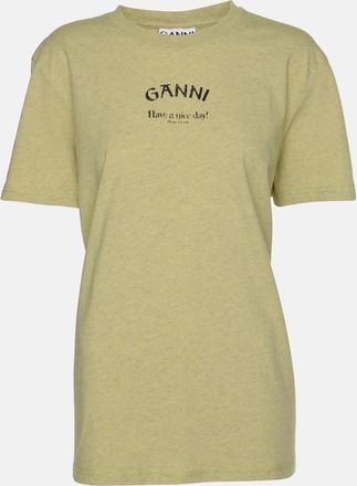 Ganni Ganni Leek Yellow Logo Print T-Shirt L