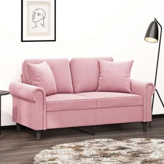 vidaXL Sof&aacute; De 2 Plazas Con Cojines Terciopelo Rosa 120 Cm