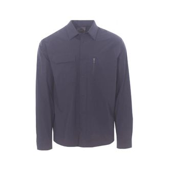 Herno Light Jackets, male, Blue, Size: M Button-Down Shirt with Zip Pocket