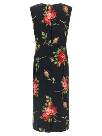 Dolce & Gabbana Womens Black Viscose Midi Dress
