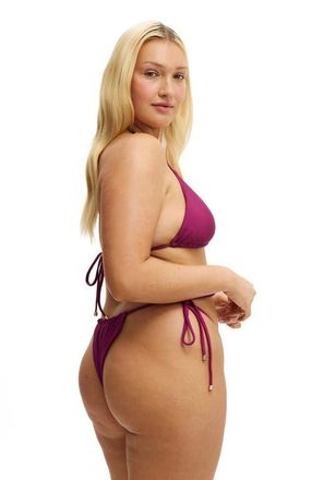 Cotton On Womens Side Tie Gathered Brazilian Bikini Bottom in Crushed Berry Shimmer at Nordstrom, Size X-Small