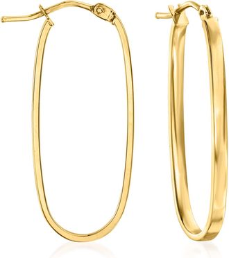 Ross-Simons Italian 14kt Yellow Gold Flat Oval Hoop Earrings