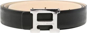 Daniele Alessandrini Leren Riem met Logo-Plaquette - Heren - Riemen - Zwart - 110 CM - Leer - Accessoires