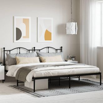 Berkfield Home Metal Bed Frame with Headboard Black 193x203 cm