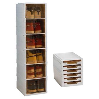 Trade Shop Trade Shop - Scarpiera Pieghevole Impilabile E Comninabile A 6 Ripiani Antipolvere 105x34x25
