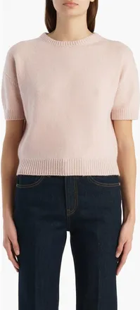 Khaite Golden Short Sleeve Cashmere Sweater in Dusty Rose at Nordstrom, Size X-Large