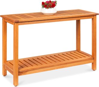 Best Choice Products 48in 2-Shelf Indoor Outdoor Wooden Console Table Multifunctional Buffet Bar Storage
