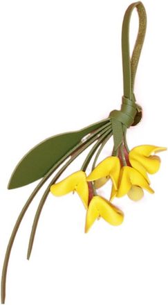 Generic Flower Pu Leather Bag Pendant, Handmade Car Keyring Leather Keychain, Delicate Handbag Ornament(Yellow)