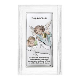 OEM Cuadro Plateado De Un &Aacute;ngel Con Una Linterna, Marco Decorativo tu &Aacute;ngel De La Guarda, Color Ds02f-c 8 X 13 Cm