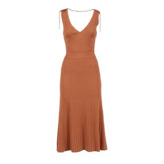 Elisabetta Franchi Abito di Maglia - Dames - Kleedjes - Bruin - S - Kleedjes