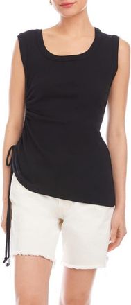 Fifteen Twenty Tia Side Shirred Rib Tank in Black at Nordstrom, Size X-Small