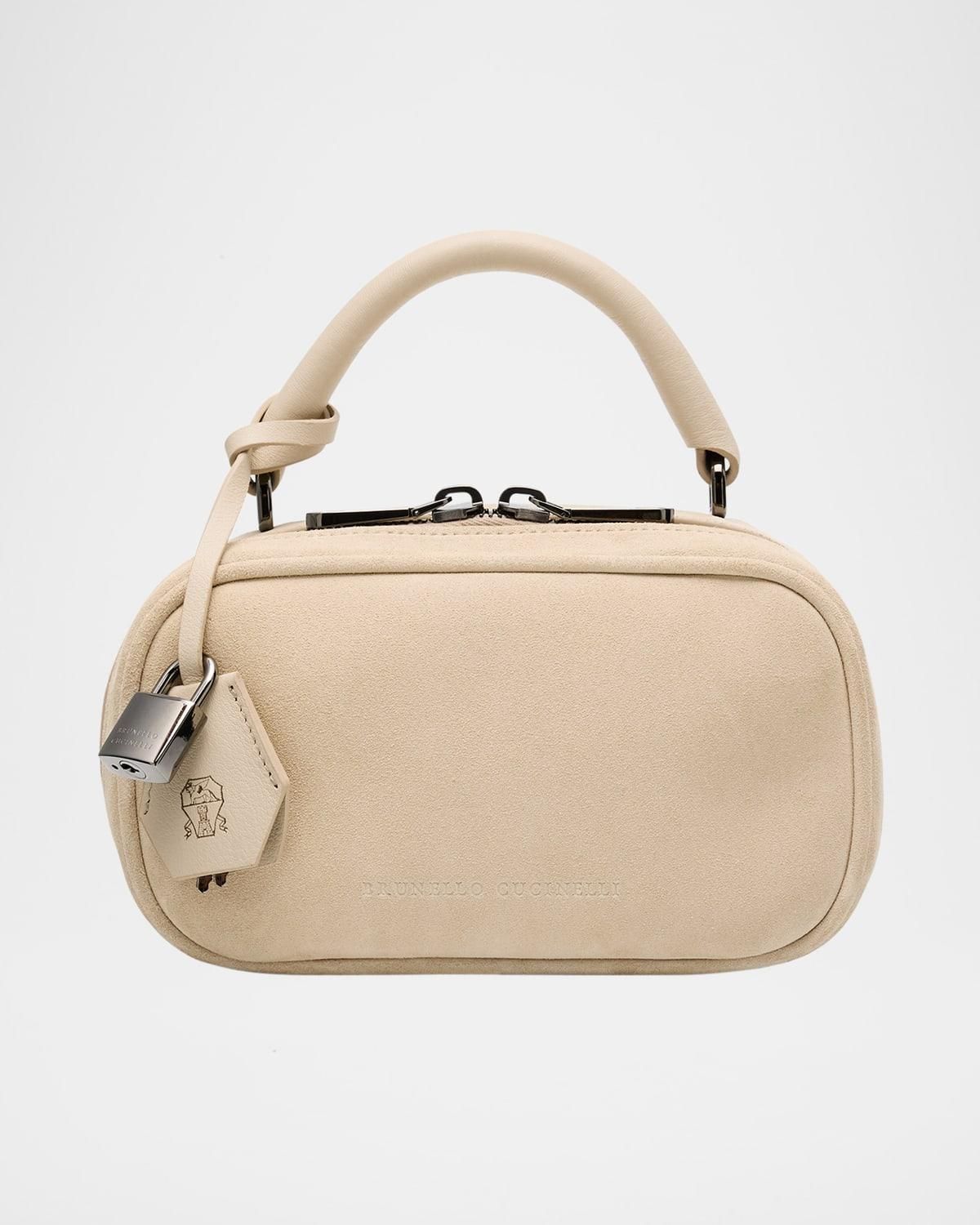 ショルダーバッグ・ポシェット BRUNELLO CUCINELLI WHITE LEATHER CROSSBODY BAG Brunello Cucinelli - Chocolate Suede Full Flap Messenger Bag