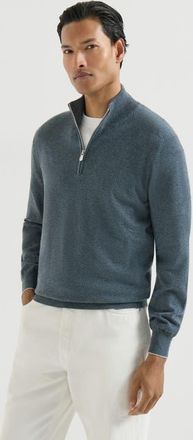 Brunello Cucinelli Cashmere sweater with half zip in Cerulean at Nordstrom, Size 46