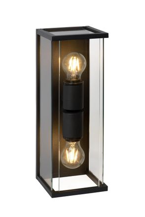 Lucide CLAIRE Dimmable Stylish Outdoor D&eacute;cor Vintage Twin Wall Light 2xE27 in Black