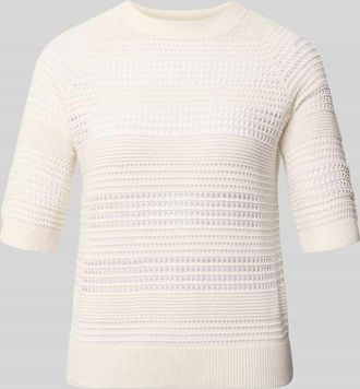 Christian Berg Strickshirt mit 1/2-Arm und gerippten Abschl&uuml;ssen in Ecru, Gr&ouml;&szlig;e 34