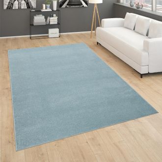 Paco Home Paco Home - Alfombra Sal&oacute;n Lisa Pelo Corto Sencilla Moderna Turquesa &Oslash; 200 Cm Cuadrado