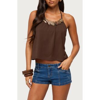 Edikted Gale Disc Halter Top in Brown at Nordstrom, Size X-Small