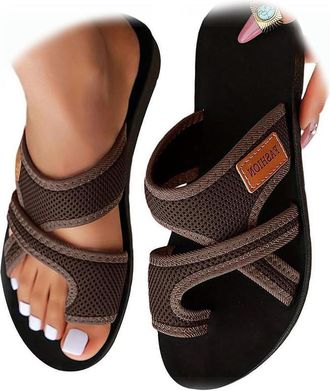 Generic Womens Hollow Mesh Slide Sandals,Comfortable Orthopedic Arch Support Mesh Sandals for Women,Breathable Mesh Sandals for Women (brown,6)