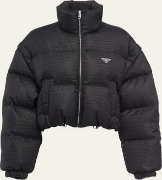 Prada Printed Down Jacket with Detachable Sleeves