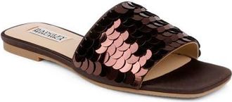 Badgley Mischka Wini Slide Sandal in Brown Satin at Nordstrom, Size 6.5