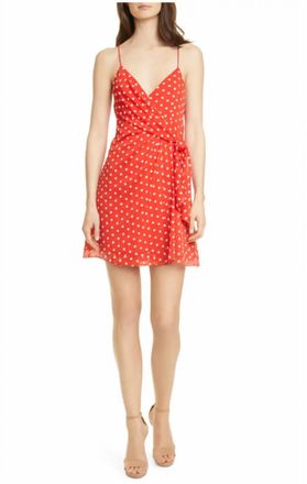 Alice & Olivia Daisy Floral Tie Wrap Mini Dress In Red