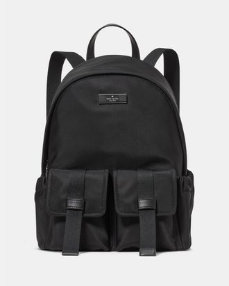 Kate Spade New York Womens Carter Ksnyl Cargo Backpack - Black Nylon - One Size