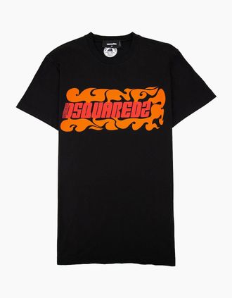 Dsquared2 Mens Dsquared2 Wave Logo Cigar Tee Black - Size: 42