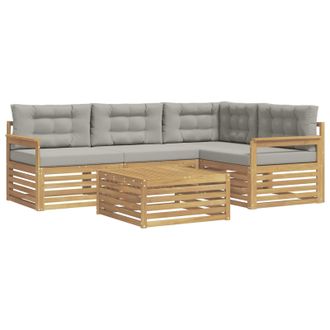 vidaXL Conjunto De Sof&aacute;s De Exterior 6 Pcs Blanco Y Gris Claro Vidaxl