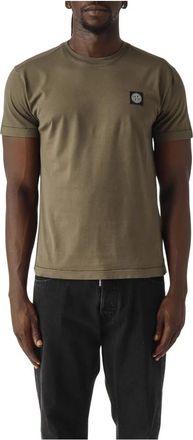 Stone Island Tops, Heren, Groen, S, Katoen, Short Sleeve T-Shirt