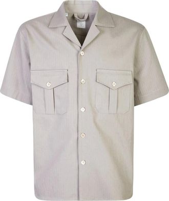 Eleventy Bowling Collar Shirt with 2 Pockets - male - Eleventy - Short Sleeve Shirts - Beige - XL - Shirts