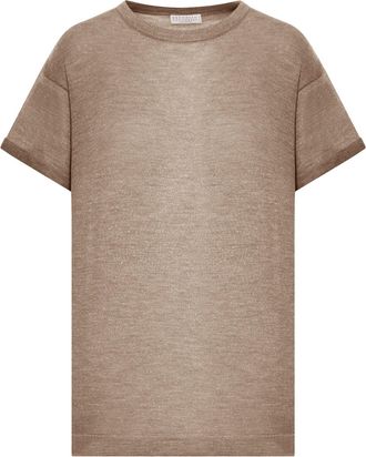 Brunello Cucinelli LIGHTWEIGHT CASHMERE AND SILK SWEATER WITH LUREX INSERTS - Brunello Cucinelli - Woman