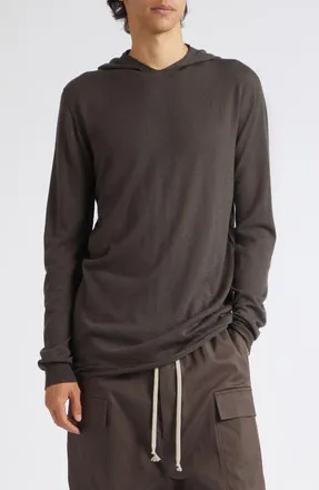 Rick Owens Oversize Hooded Wool Sweater in Dark Dust at Nordstrom, Size Medium