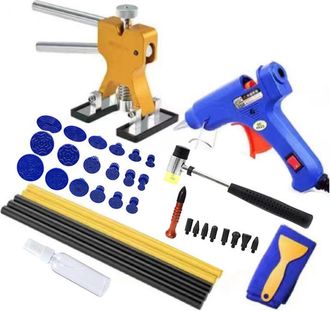 OEM Kit De Reparaci&oacute;n De Abolladuras Para Coche, Sin Pintura, Con Pistola De Pegamento Dorada, Mazo De Goma Y Extractor De Abolladuras. Herramientas Para 