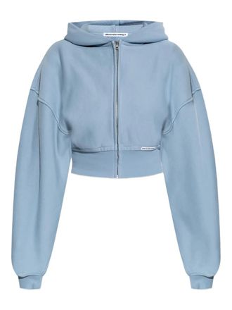 Alexander Wang hooded zip-up top - women - Cotton - S - Blue