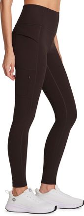 Avalanche Womens Full Length High Waist Fleece Lined Legging with Zipper Pocket, Dark Coffee, S
