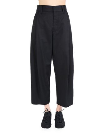 Uma Wang pleat-detailing cropped trousers - Nero