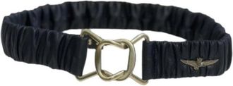 Aeronautica Elastische Leren Riem met Metalen Gesp - Dames - Riemen - Zwart - M - Leer - Accessoires